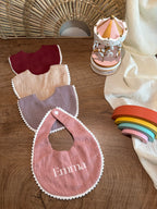 Bavoir personnalisé bébé, naissance, cadeau, 4 couleurs dispo